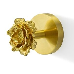 Brass Gold Tone Rose Floral Robe Towel Coat Wall Hook New